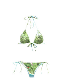 Top de bikini imprimé vert Isolda