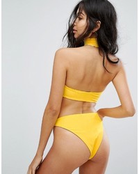 Top de bikini jaune Missguided