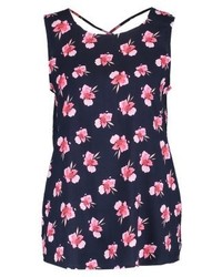 Top sans manches à fleurs bleu marine Jdy
