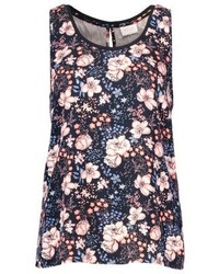 Top sans manches à fleurs bleu marine Vila