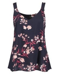 Top sans manches à fleurs bleu marine YAS