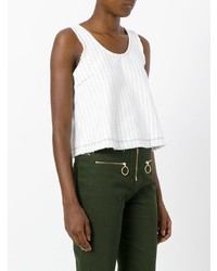 Top sans manches à rayures verticales blanc T by Alexander Wang