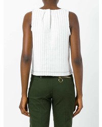 Top sans manches à rayures verticales blanc T by Alexander Wang