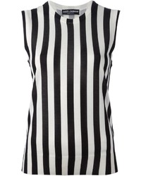 Top sans manches à rayures verticales noir et blanc Dolce & Gabbana