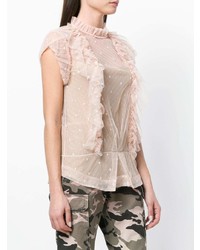 Top sans manches à volants beige Zadig & Voltaire