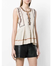 Top sans manches brodé beige Isabel Marant Etoile