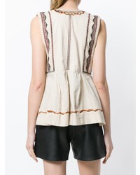 Top sans manches brodé beige Isabel Marant Etoile