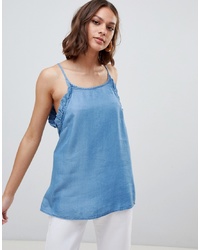 Top sans manches en denim bleu clair