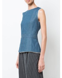 Top sans manches en denim bleu Maison Mihara Yasuhiro