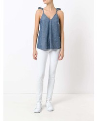 Top sans manches en denim bleu Dondup