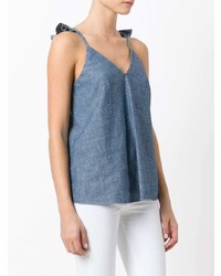 Top sans manches en denim bleu Dondup