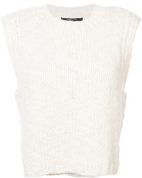 Top sans manches en laine en tricot blanc Derek Lam