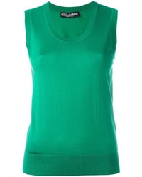 Top sans manches en soie en tricot vert