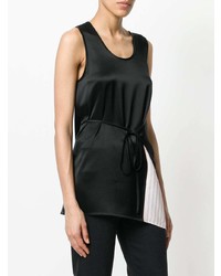 Top sans manches en soie noir T by Alexander Wang