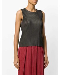 Top sans manches marron foncé Pleats Please By Issey Miyake