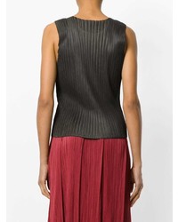 Top sans manches marron foncé Pleats Please By Issey Miyake