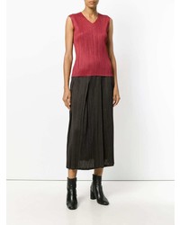 Top sans manches plissé rouge Pleats Please By Issey Miyake
