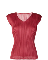 Top sans manches plissé rouge Pleats Please By Issey Miyake