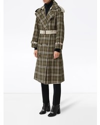 Trench à carreaux olive Burberry