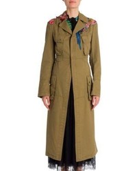 Trench brodé olive