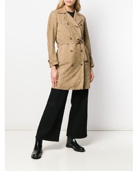 Trench en cuir marron clair Salvatore Santoro