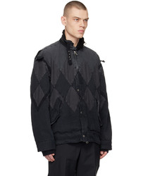 Veste-chemise à chevrons noire Sacai