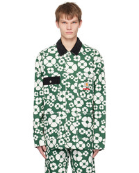 Veste-chemise à fleurs verte