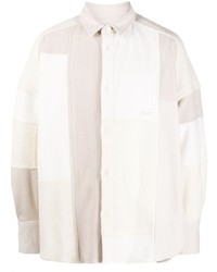 Veste-chemise à patchwork beige