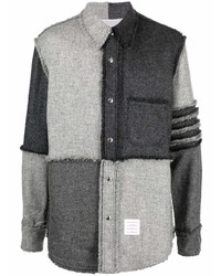 Veste-chemise à patchwork gris foncé Thom Browne