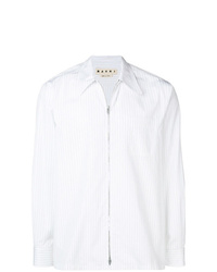 Veste-chemise à rayures verticales blanche