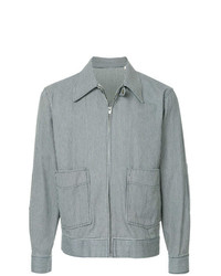Veste-chemise à rayures verticales bleu clair Kent & Curwen