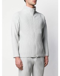 Veste-chemise à rayures verticales grise Homme Plissé Issey Miyake