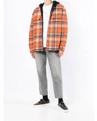 Veste-chemise écossaise orange Amiri