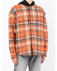 Veste-chemise écossaise orange Amiri