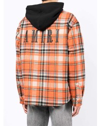 Veste-chemise écossaise orange Amiri