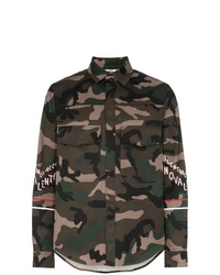 Veste-chemise en coton camouflage olive
