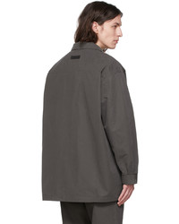Veste-chemise en coton gris foncé Essentials