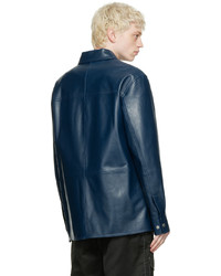 Veste-chemise en cuir bleu marine Alexander McQueen
