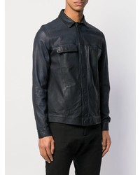 Veste-chemise en cuir bleu marine 10Sei0otto