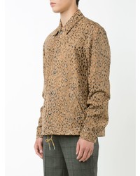 Veste-chemise en cuir imprimée léopard marron clair Alexander Wang
