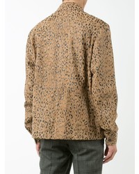 Veste-chemise en cuir imprimée léopard marron clair Alexander Wang