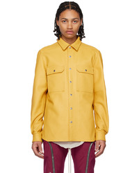 Veste-chemise en cuir jaune Rick Owens