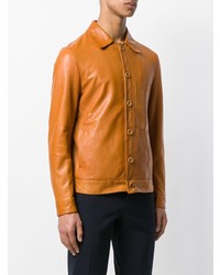 Veste-chemise en cuir marron clair Salvatore Santoro