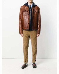 Veste-chemise en cuir marron Gucci