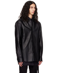 Veste-chemise en cuir noire Ann Demeulemeester