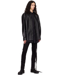 Veste-chemise en cuir noire Ann Demeulemeester