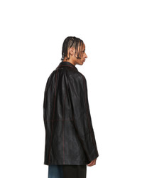 Veste-chemise en cuir noire Heron Preston
