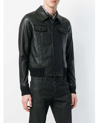 Veste-chemise en cuir noire Saint Laurent