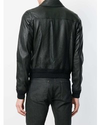 Veste-chemise en cuir noire Saint Laurent