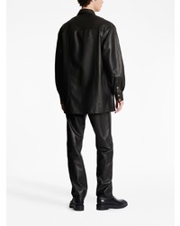 Veste-chemise en cuir noire Balmain